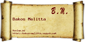 Bakos Melitta névjegykártya